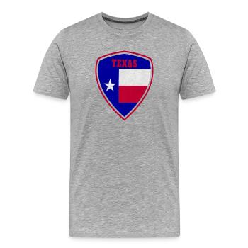 Texas Blason emblème cadeau de drapeau - T-shirt bio Premium Homme - gris chiné - Devant - Damien (186cm)