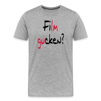 Film gucken? oder Ficken? - Männer Premium Bio T-Shirt - Grau meliert - Vorne - Damien (186cm)