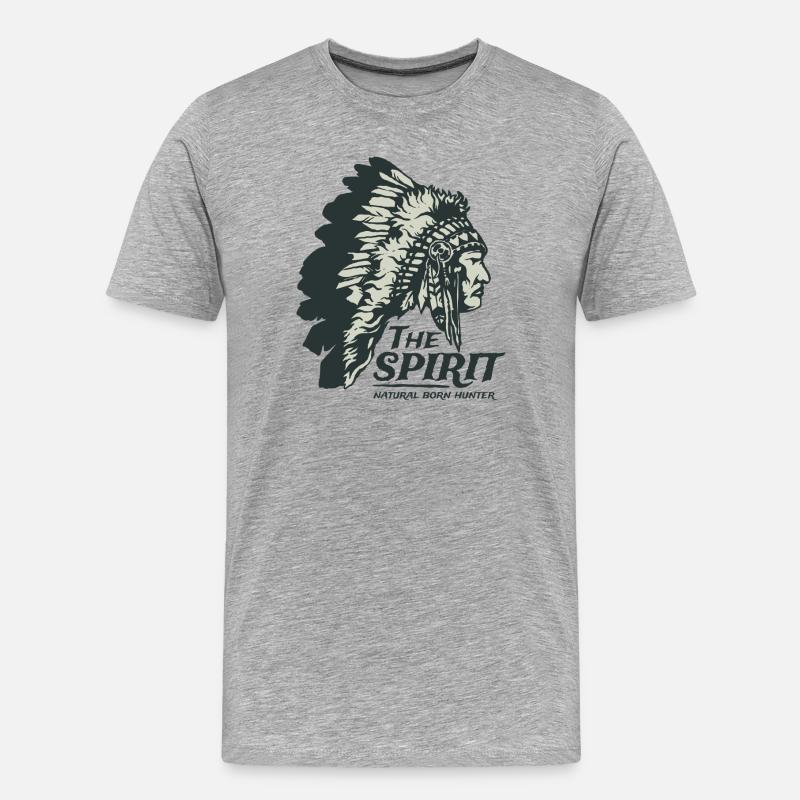 Indianer Häuptling Apache Federschmuck Geschenk - Männer Premium Bio T-Shirt - Grau meliert