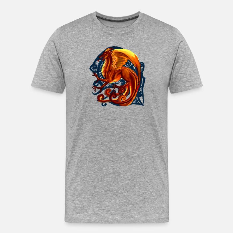 roter Drache - Männer Premium Bio T-Shirt - Grau meliert