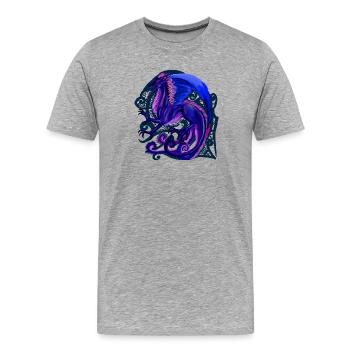dragon bleu - T-shirt bio Premium Homme - gris chiné - Devant - Damien (186cm)