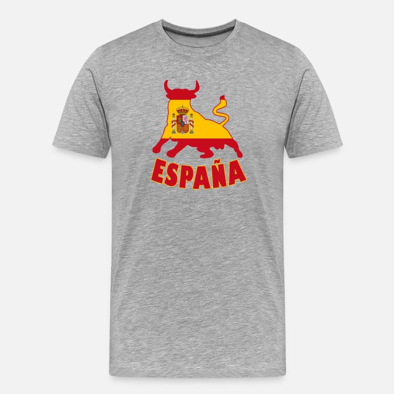 Spanien / Espana Stier Flagge Geschenk - Männer Premium Bio T-Shirt - Grau meliert