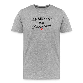 Niemals ohne meine Freunde - Männer Premium Bio T-Shirt - Grau meliert - Vorne - Damien (186cm)
