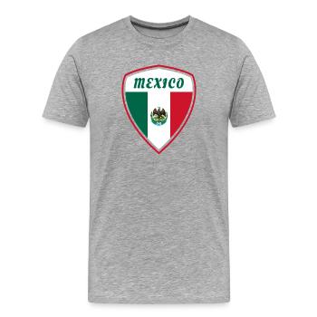 Mexiko Wappen Flagge Zentralamerika Geschenk - Männer Premium Bio T-Shirt - Grau meliert - Vorne - Damien (186cm)