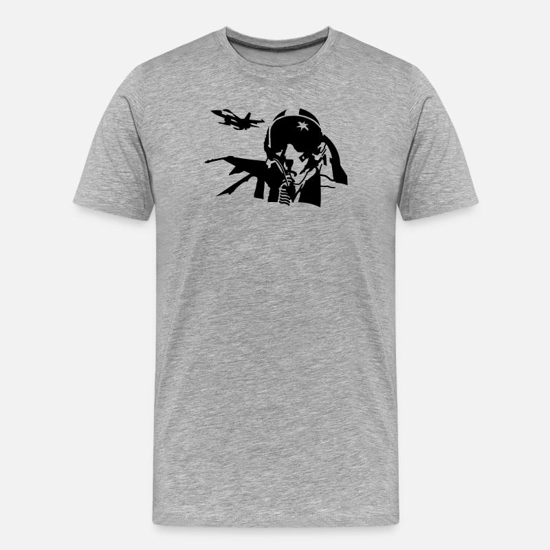 Pilot - Männer Premium Bio T-Shirt - Grau meliert