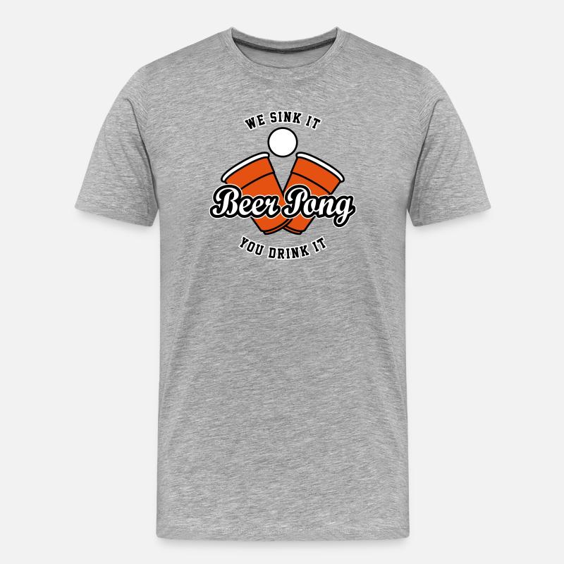 Beer Pong Logo IV - Männer Premium Bio T-Shirt - Grau meliert