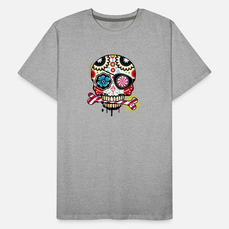 Skull with eye patch and candy cane Men's Premium Organic T-Shirt