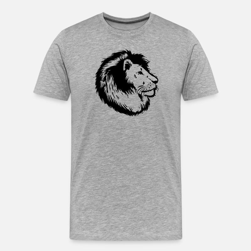 lion - Männer Premium Bio T-Shirt - Grau meliert