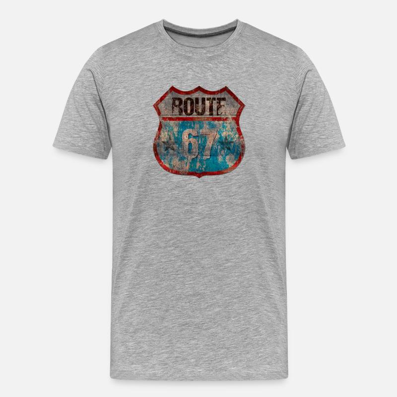 Rustic Route 67 Shield Design - Men's Premium Organic T-Shirt - heather grey