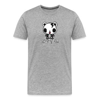 Skelett Bär Halloween - Männer Premium Bio T-Shirt - Grau meliert - Vorne - Damien (186cm)
