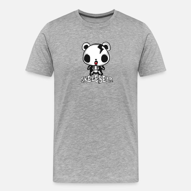 Skelett Bär Halloween - Männer Premium Bio T-Shirt - Grau meliert