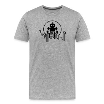 Futuristische Robot Skyline – Android - Männer Premium Bio T-Shirt - Grau meliert - Vorne - Damien (186cm)