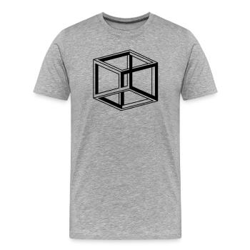 cube escher - T-shirt bio Premium Homme - gris chiné - Devant - Damien (186cm)