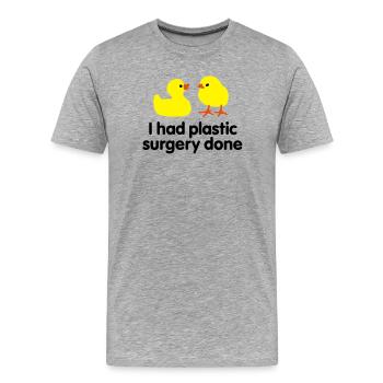 I had plastic surgery done (rubber duck) - Men's Premium Organic T-Shirt - heather grey - Front - Damien (186cm)