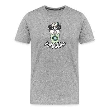 Dog coffee cappuccino - Men's Premium Organic T-Shirt - heather grey - Front - Damien (186cm)