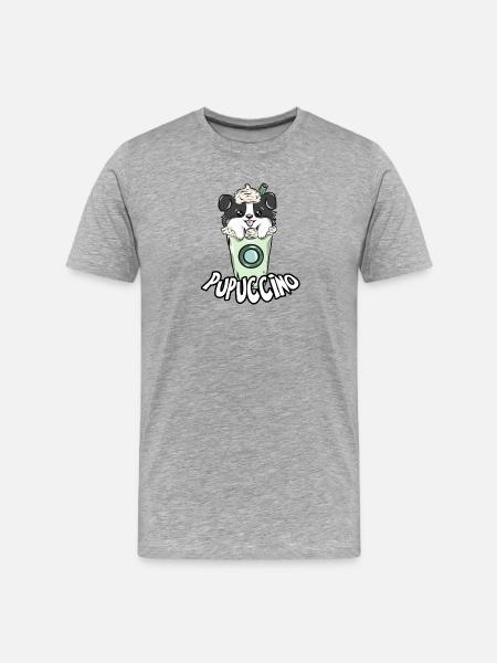Hund Kaffe Cappuccino - Männer Premium Bio T-Shirt - Grau meliert