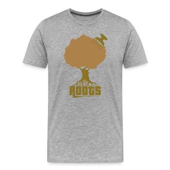 Roots Musik flex - Männer Premium Bio T-Shirt - Grau meliert - Vorne - Damien (186cm)