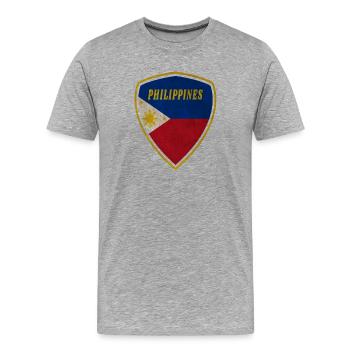 Philippinen Wappen Vintage Geschenk Flagge Manila - Männer Premium Bio T-Shirt - Grau meliert - Vorne - Damien (186cm)