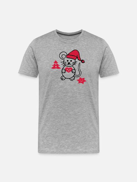 Souris de Noël - T-shirt bio Premium Homme - gris chiné