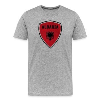 Albanie Armoiries Vintage / Cadeau Albania Kosovo - T-shirt bio Premium Homme - gris chiné - Devant - Damien (186cm)