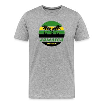 Jamaïque République / Cadeau Caraïbes Jamaica - T-shirt bio Premium Homme - gris chiné - Devant - Damien (186cm)