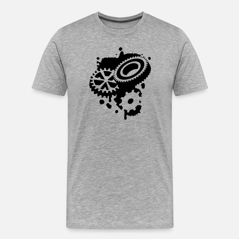 Drei Zahnräder als Graffiti - Männer Premium Bio T-Shirt - Grau meliert