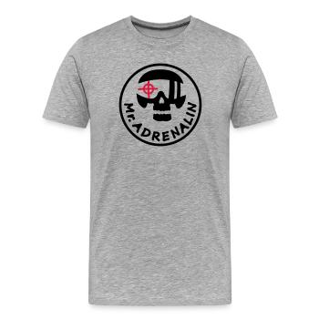 Mr. Adrenalin - Männer Premium Bio T-Shirt - Grau meliert - Vorne - Damien (186cm)