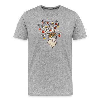 Renne festif - T-shirt bio Premium Homme - gris chiné - Devant - Damien (186cm)