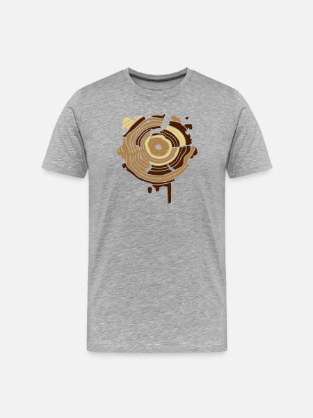 Querschnitt Baumstamm Jahresringe - Männer Premium Bio T-Shirt - Grau meliert