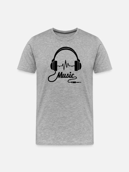 Ohrhörer Musik! - Männer Premium Bio T-Shirt - Grau meliert