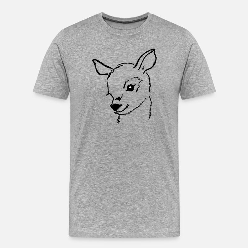 Reh Rehkitz handgemalter Rehkopf - Männer Premium Bio T-Shirt - Grau meliert
