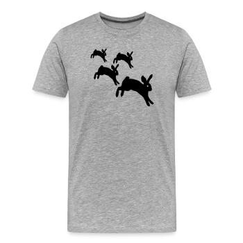 Springen Kaninchen - Männer Premium Bio T-Shirt - Grau meliert - Vorne - Damien (186cm)