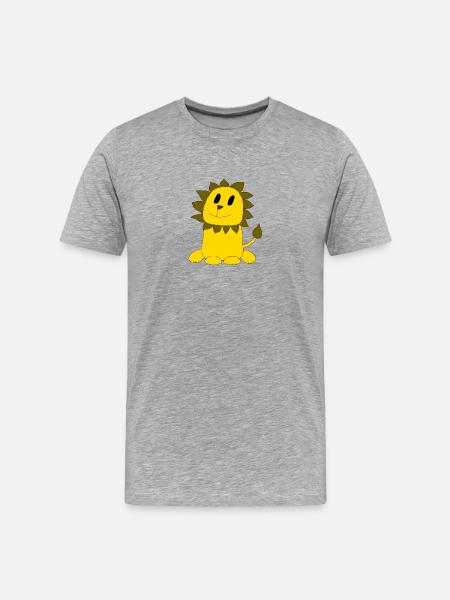 Funny Lion Leo - Men's Premium Organic T-Shirt - heather grey