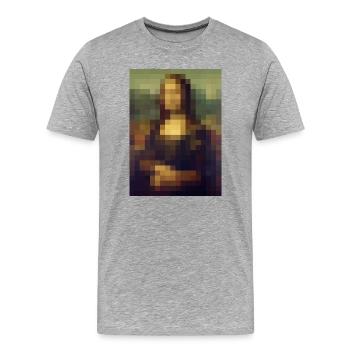 Mona Lisa 8-bit pixel painting Leonardo da Vinci - Men's Premium Organic T-Shirt - heather grey - Front - Damien (186cm)