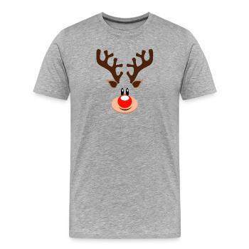 Visage de renne Rudolf Rennais Bois Bois Rouge - T-shirt bio Premium Homme - gris chiné - Devant - Damien (186cm)