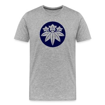 Kamakura Minamoto Mon Japanese clan in navy - Men's Premium Organic T-Shirt - heather grey - Front - Damien (186cm)