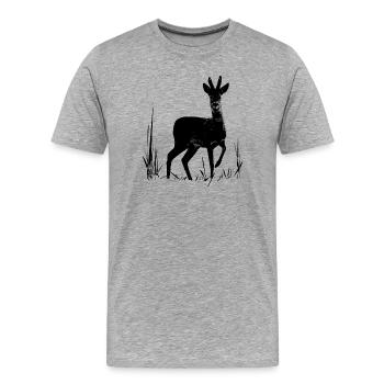 chevreuil chasse sanglier silhouette gibier chasse - T-shirt bio Premium Homme - gris chiné - Devant - Damien (186cm)