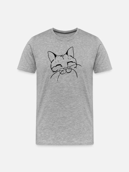 chat heureux - T-shirt bio Premium Homme - gris chiné