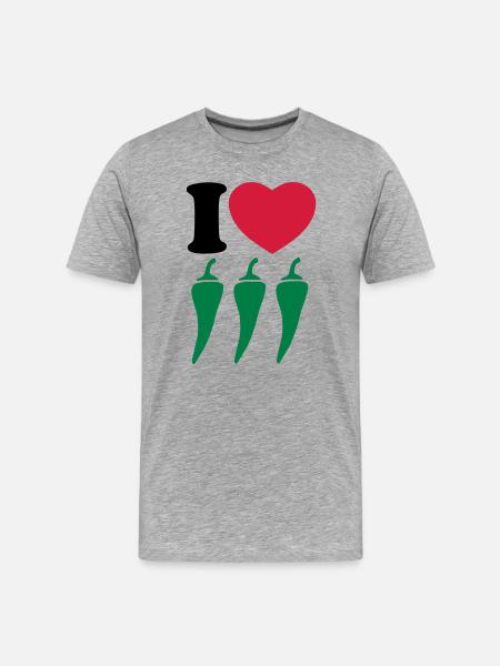 I love chilli - Men's Premium Organic T-Shirt - heather grey