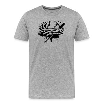 Baseball and a baseball bat with stripes and stars - Men's Premium Organic T-Shirt - heather grey - Front - Damien (186cm)