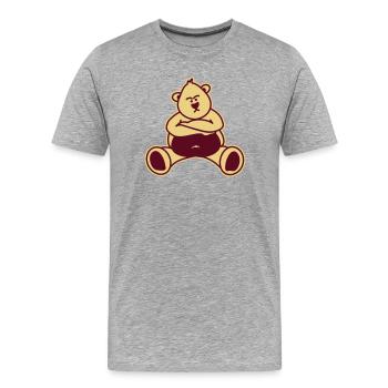 Moues fâchée d'ours / ours [v2 2c neg] - T-shirt bio Premium Homme - gris chiné - Devant - Damien (186cm)