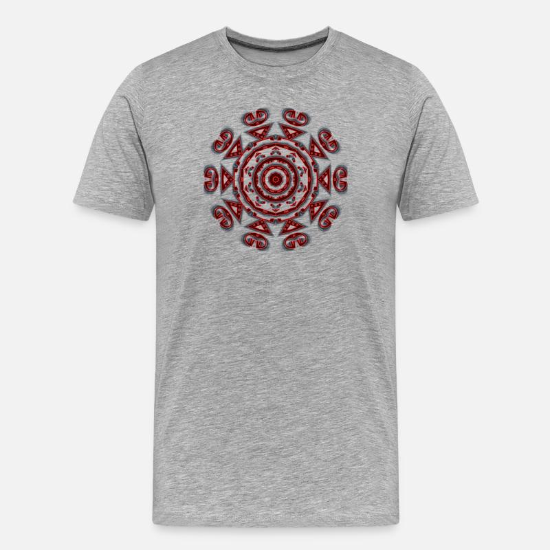 Karmesinrote Neon-Mandala - Männer Premium Bio T-Shirt - Grau meliert