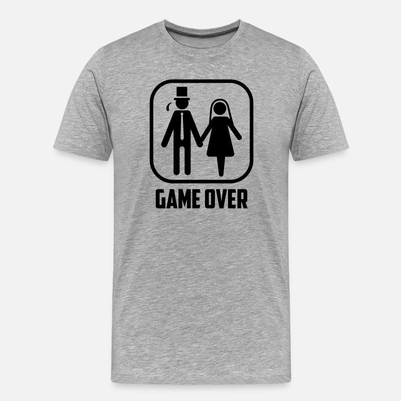Junggesellen abschied game over Hochzeit - Männer Premium Bio T-Shirt - Grau meliert