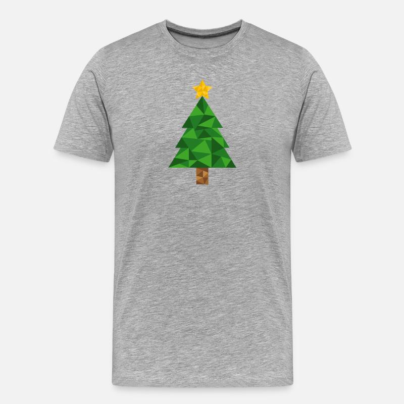 Weihnachtsbaum Polygon Christbaum Weihnachten Xmas - Männer Premium Bio T-Shirt - Grau meliert