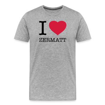 I LOVE ZERMATT - T-shirt bio Premium Homme - gris chiné - Devant - Damien (186cm)