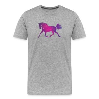 Silhouette de cheval Galaxy Space Universe - T-shirt bio Premium Homme - gris chiné - Devant - Damien (186cm)