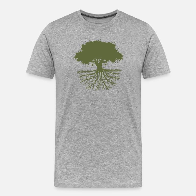 tree roots green - Männer Premium Bio T-Shirt - Grau meliert