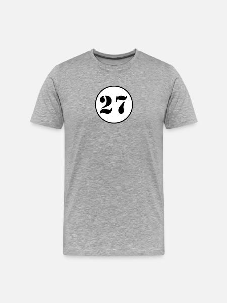 NUMBER 27 Twenty-seven Birthday Gift - Men's Premium Organic T-Shirt - heather grey