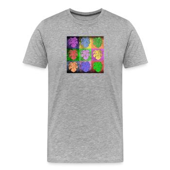Monstera deliciosa Pop Art Pop Art Popart Art - T-shirt bio Premium Homme - gris chiné - Devant - Damien (186cm)