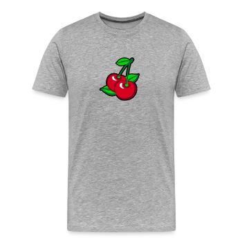 Red Cherries for cherry pickers - Männer Premium Bio T-Shirt - Grau meliert - Vorne - Damien (186cm)